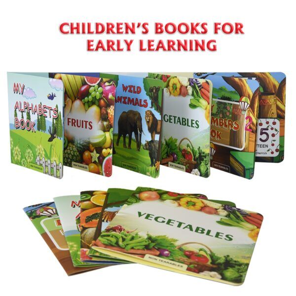 Early Learning Kids Book | Baby Books | Set of 5 | Non-Tearable | Rip Proof | Water Proof | Chew Proof | For Home schooling, Kindergarten and Nursery | Alphabet, Numbers, Fruits, Vegetables & Wild Animals Baby Books | Childern Book | TR 113